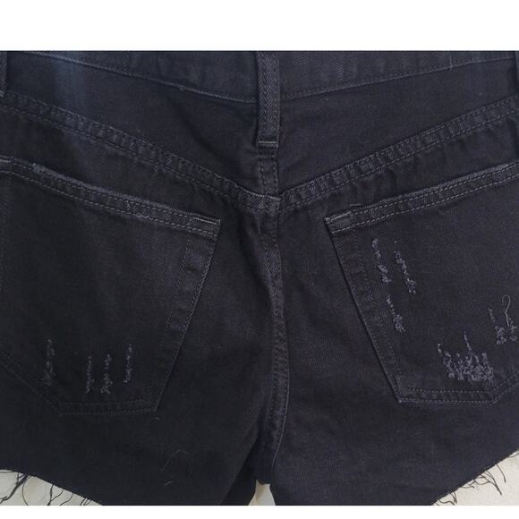 Free People Shorts Womens Size 26  Black Denim Shorts Witchy EMO Goth Cut Offs - Picture 4 of 9